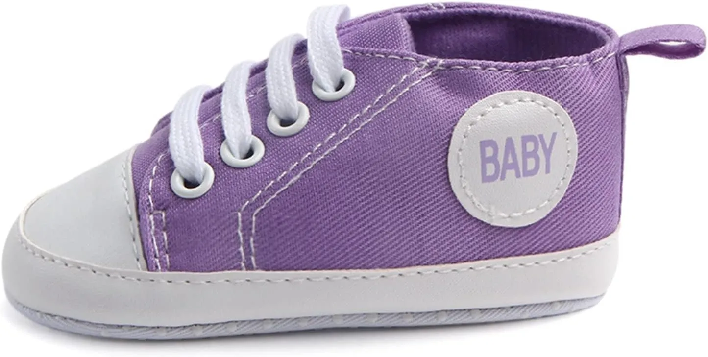 Baby Girls Boys Canvas Sneakers Soft Sole High-Top Ankle First-Walkers Step Shoes Infant Toddler Girl Shoes with Lights