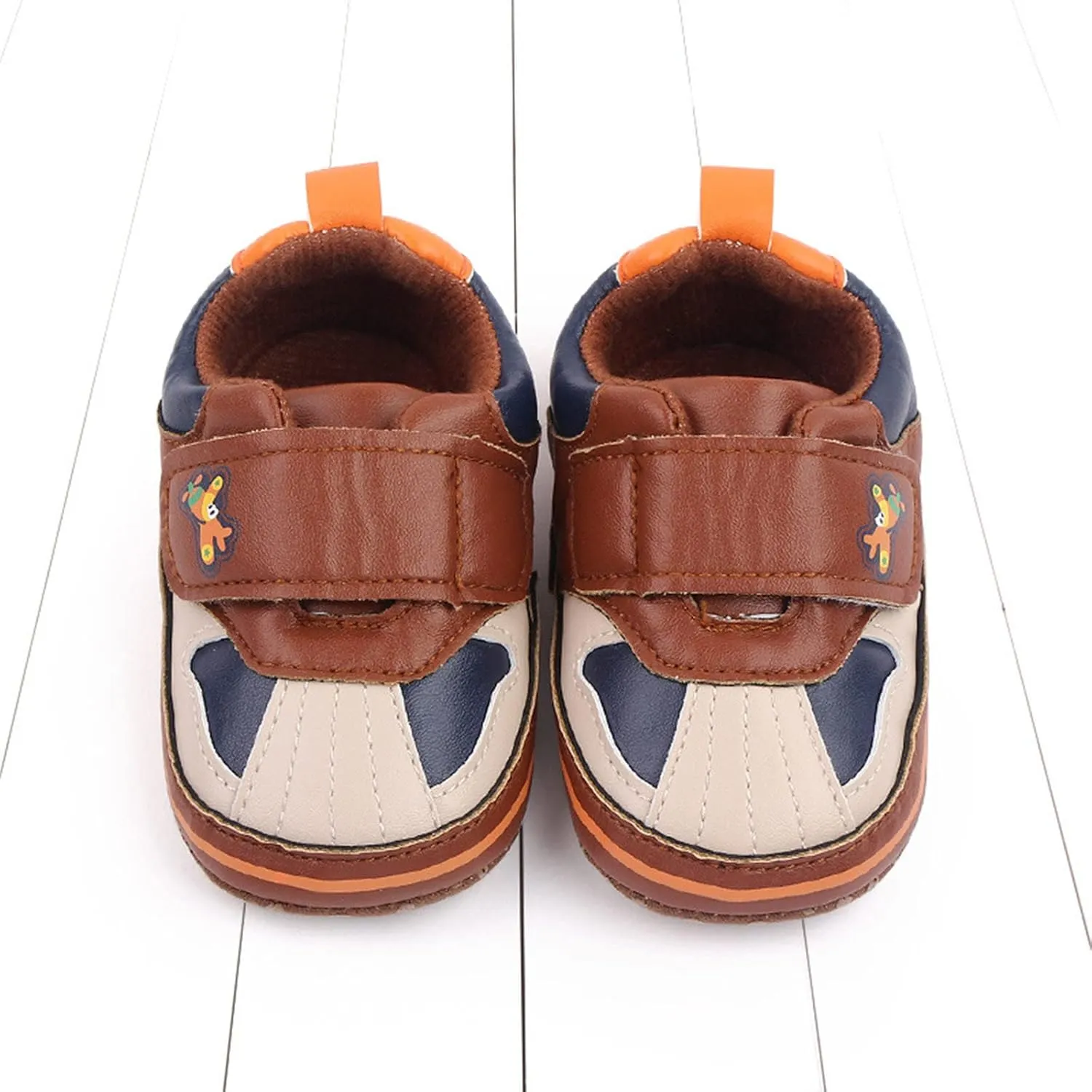 Baby Girls Boys Leather Pre-Walking Sneakers Toddler Anti-Slip Soft Sole Infant Lightweight First Step Flat Shoes