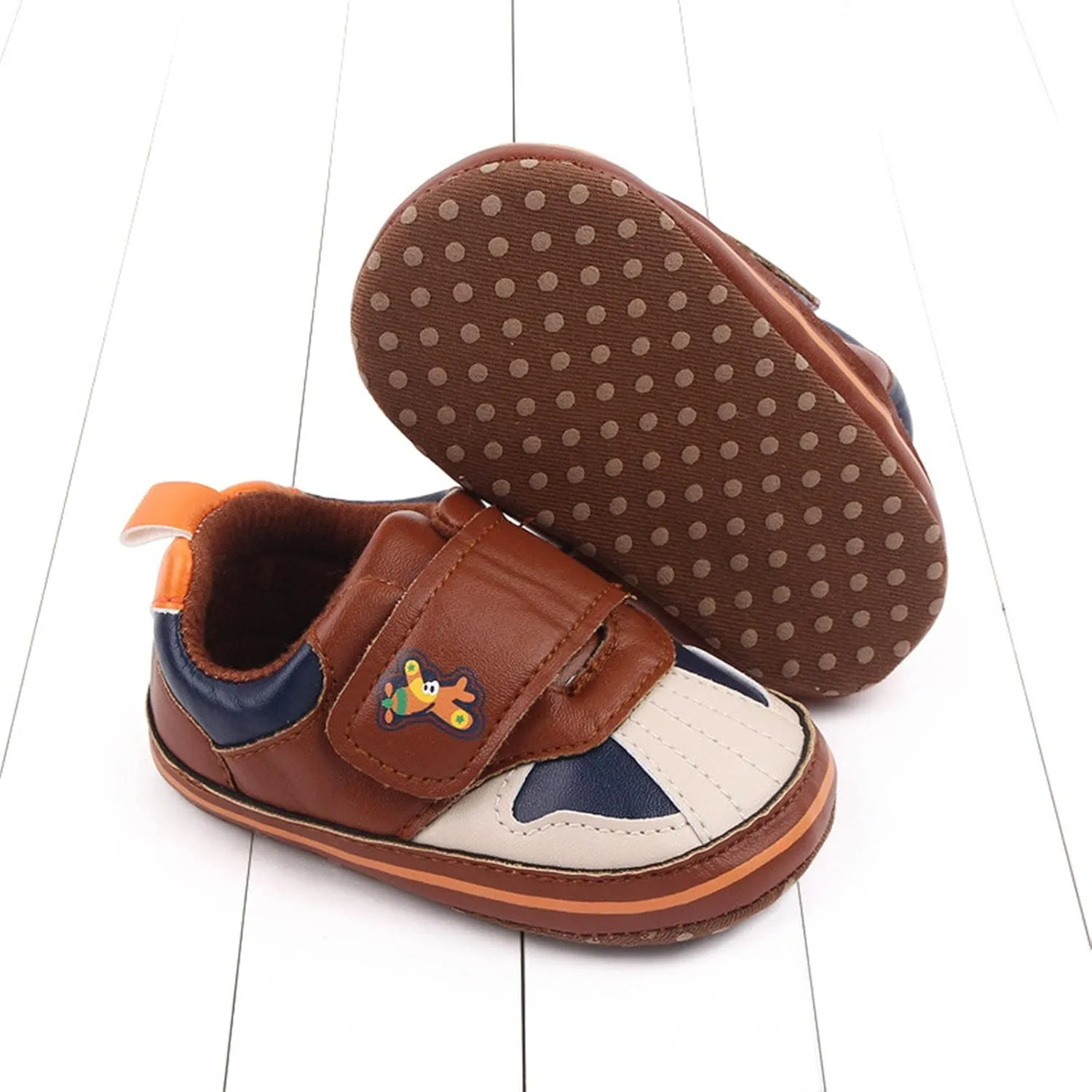 Baby Girls Boys Leather Pre-Walking Sneakers Toddler Anti-Slip Soft Sole Infant Lightweight First Step Flat Shoes