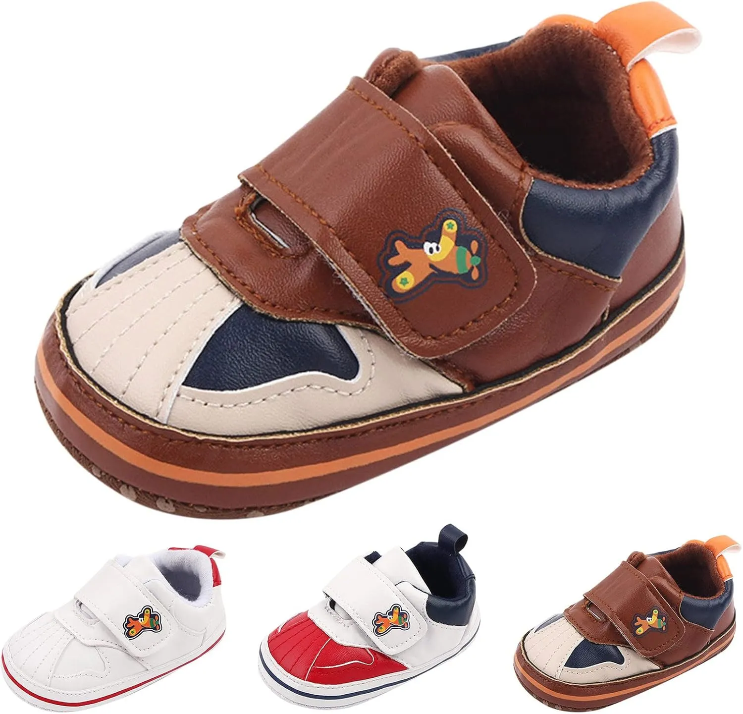 Baby Girls Boys Leather Pre-Walking Sneakers Toddler Anti-Slip Soft Sole Infant Lightweight First Step Flat Shoes