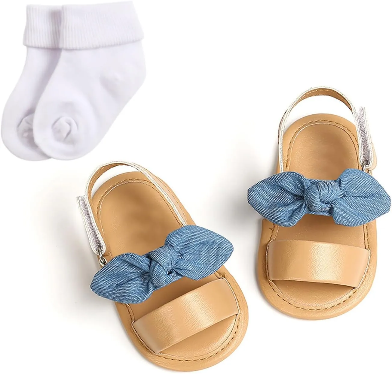 Baby Girls Boys PU Leather Sandals Bowknot Shoe Rubber Sole Open Toe Infant Toddler First Walker Princess Dress Shoes