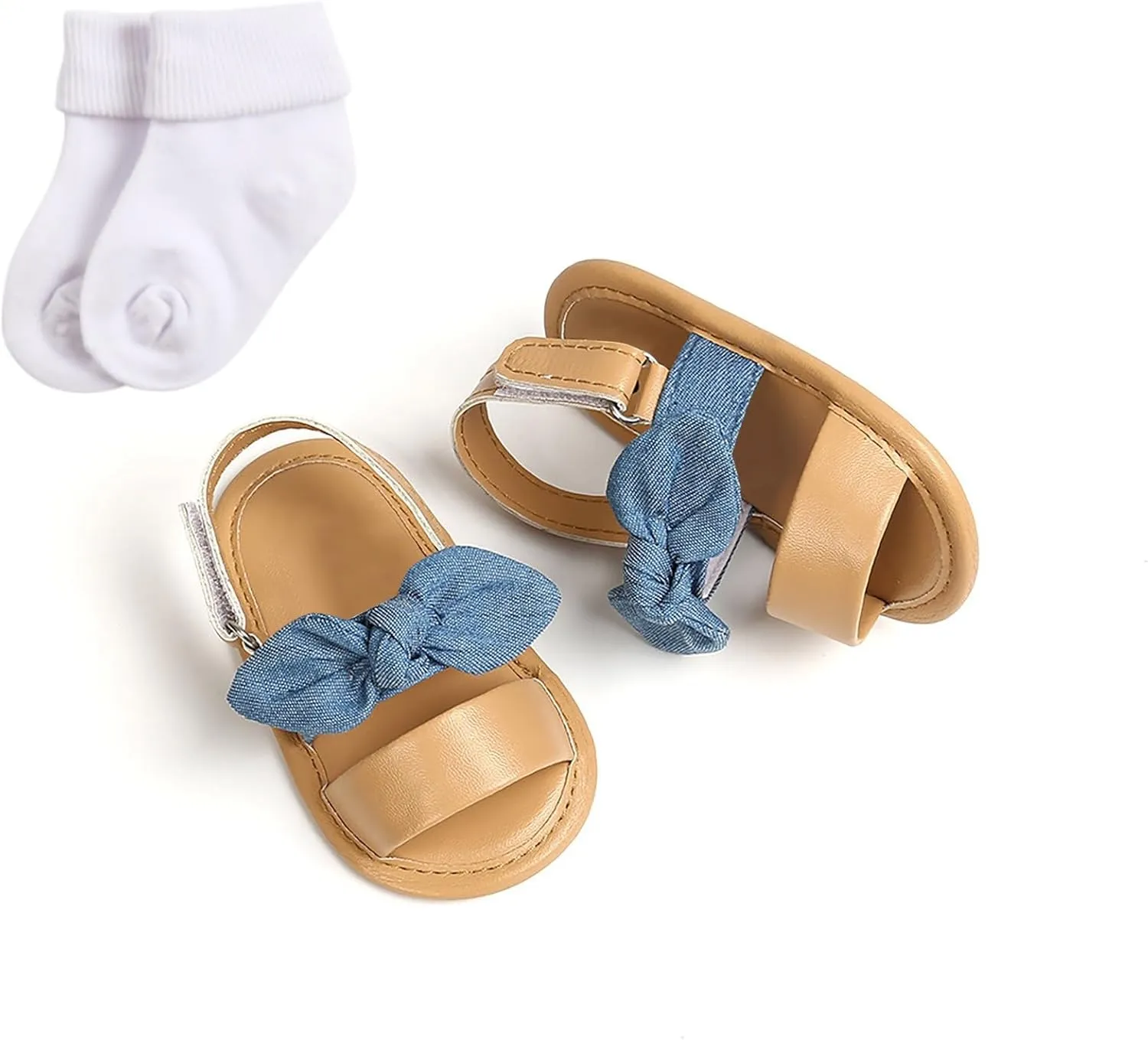 Baby Girls Boys PU Leather Sandals Bowknot Shoe Rubber Sole Open Toe Infant Toddler First Walker Princess Dress Shoes