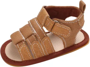 Baby Girls Boys Sandals Infant Toddler Shoes Newborn Crib Shoes Anti-Slip Soft Sole Flat Shoes Summer (Brown, 4 Infant)