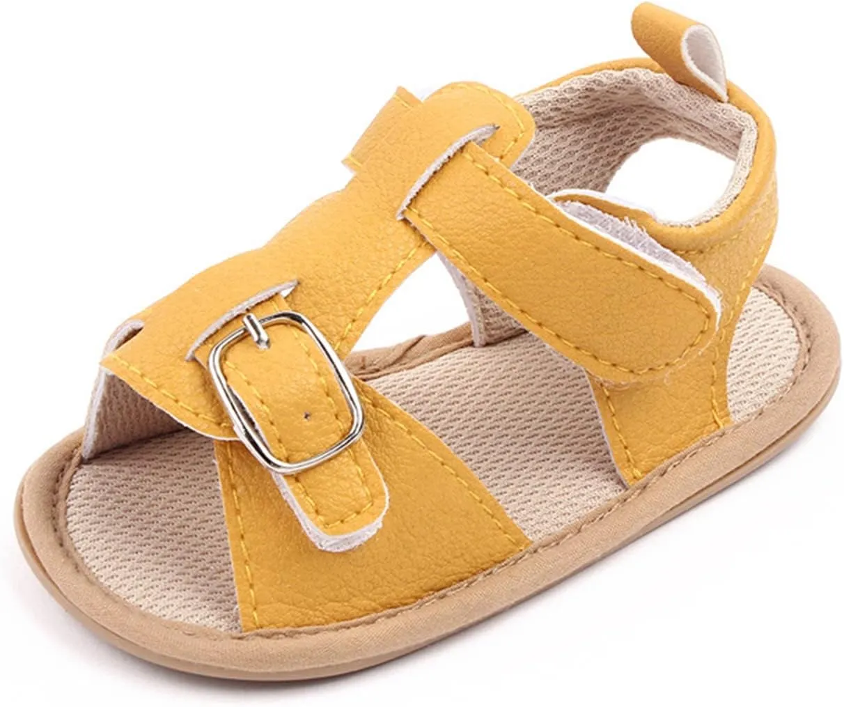 Baby Girls Boys Sandals Infant Toddler Shoes Outdoor First Walkers Anti-Slip Soft Sole Flat Shoes (Yellow, 6 Toddler)