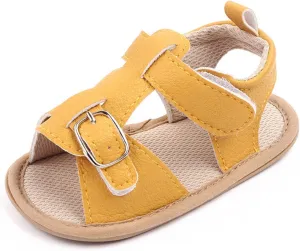 Baby Girls Boys Sandals Infant Toddler Shoes Outdoor First Walkers Anti-Slip Soft Sole Flat Shoes (Yellow, 6 Toddler)