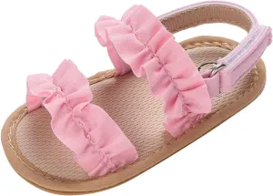 Baby Girls Boys Sandals Infant Toddler Shoes Ruffles First Walkers Soft Sole Sneakers Summer Beach (Pink, 5 Infant)