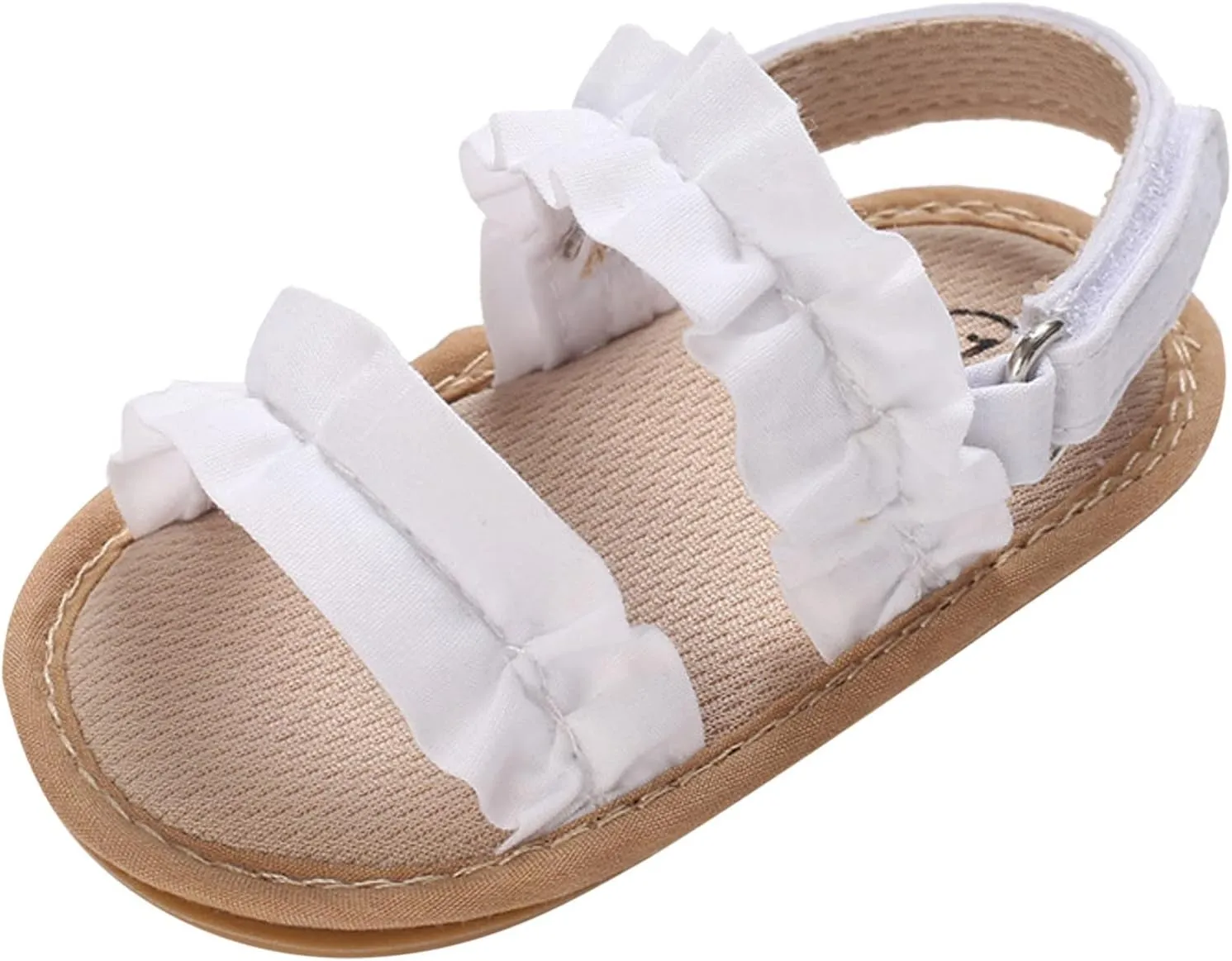 Baby Girls Boys Sandals Infant Toddler Shoes Ruffles First Walkers Soft Sole Sneakers Summer Beach (White, 6 Toddler)