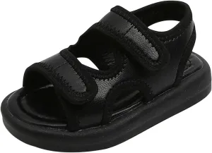 Baby Girls Boys Sandals Shoes Children's Kids Solid Beach Shoes Slip On Soft Sole Toe Crash Sandals Roman Sandals K-982 Black 11