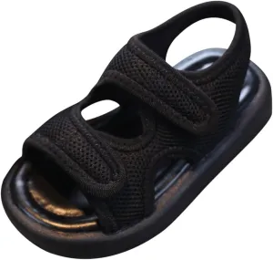 Baby Girls Boys Sandals Shoes Children's Kids Solid Beach Shoes Slip On Soft Sole Toe Crash Sandals Roman Sandals R-933 Black 9.5