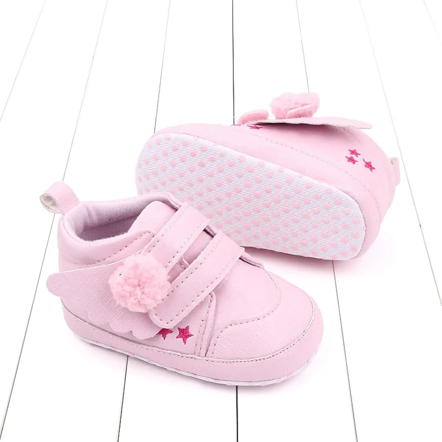 Baby Girls Boys Wing First Walking Ankle Boots, Soft Sole Infant Sneakers Fashion High-Top Non-Slip Floor Shoes