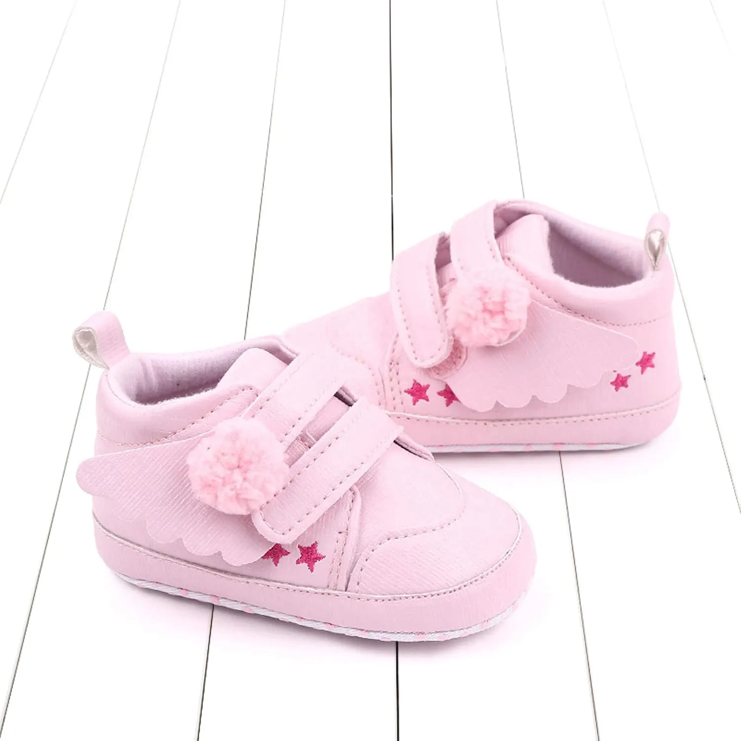 Baby Girls Boys Wing First Walking Ankle Boots, Soft Sole Infant Sneakers Fashion High-Top Non-Slip Floor Shoes