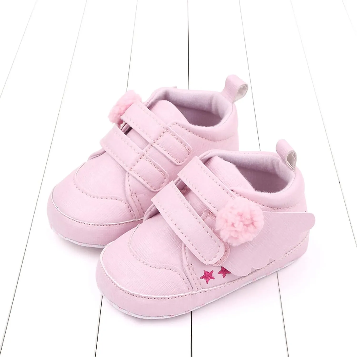 Baby Girls Boys Wing First Walking Ankle Boots, Soft Sole Infant Sneakers Fashion High-Top Non-Slip Floor Shoes