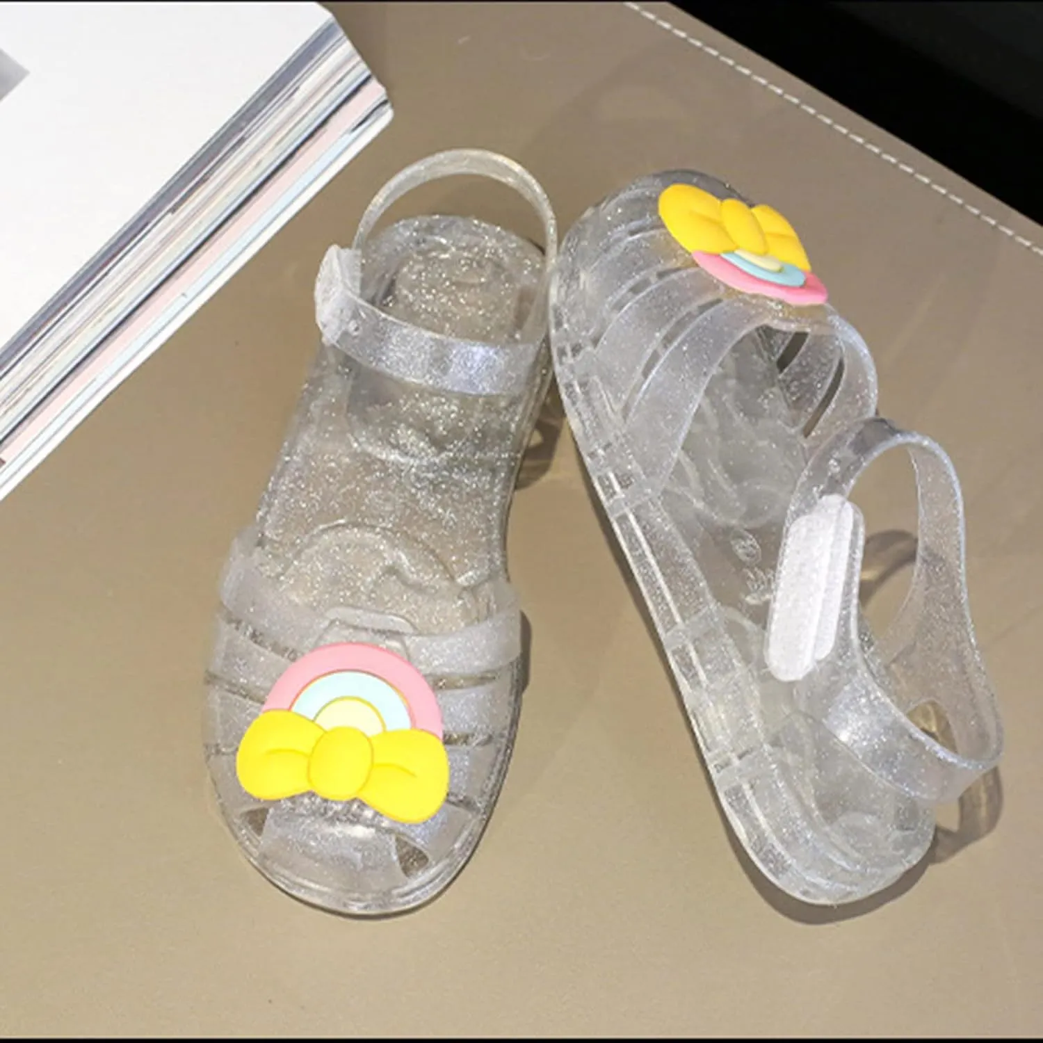 Baby Girls Cute Fruit Jelly Colors Hollow Out Non-Slip Soft Sole Sandals Toddler Kids Comfy Shoe Slip On Falts Daily
