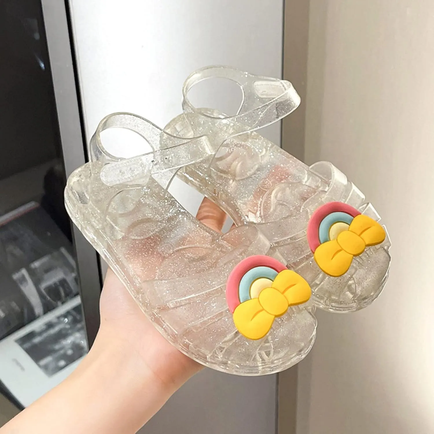Baby Girls Cute Fruit Jelly Colors Hollow Out Non-Slip Soft Sole Sandals Toddler Kids Comfy Shoe Slip On Falts Daily