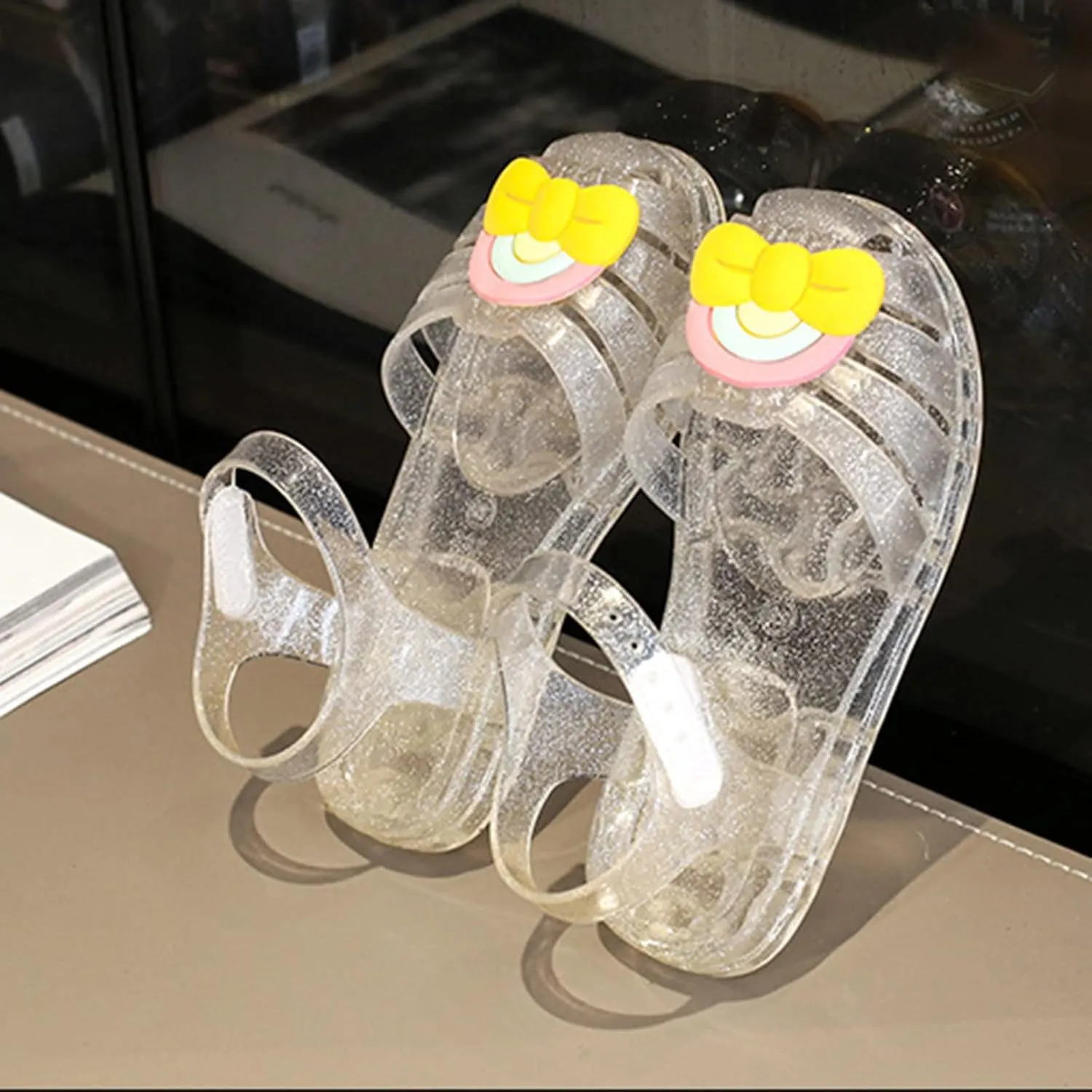 Baby Girls Cute Fruit Jelly Colors Hollow Out Non-Slip Soft Sole Sandals Toddler Kids Comfy Shoe Slip On Falts Daily