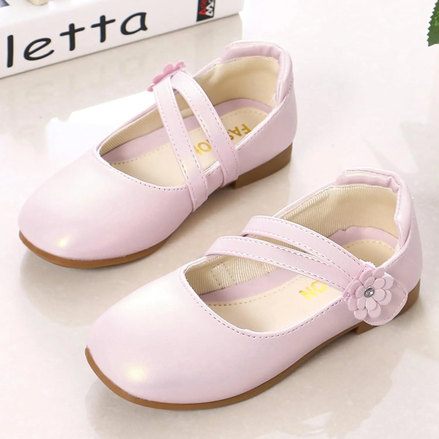 Baby Girls Dress Shoes Flower Girl Little Kids Mary Jane Ballet Flats Flower Wedding Party Communion Shoes