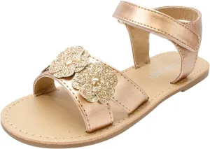 Baby Girls Kid Child Summer Sandals Flower Shoes Premium Soft Anti-Slip Rubber Sole Sandals (Rose Gold, 13 Little Child)
