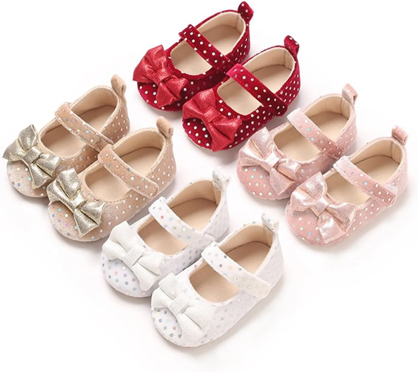 Baby Girls Mary Jane Flat Infant Non Slip First Walking Soft Sole Shoes Wedding Dress Shoes