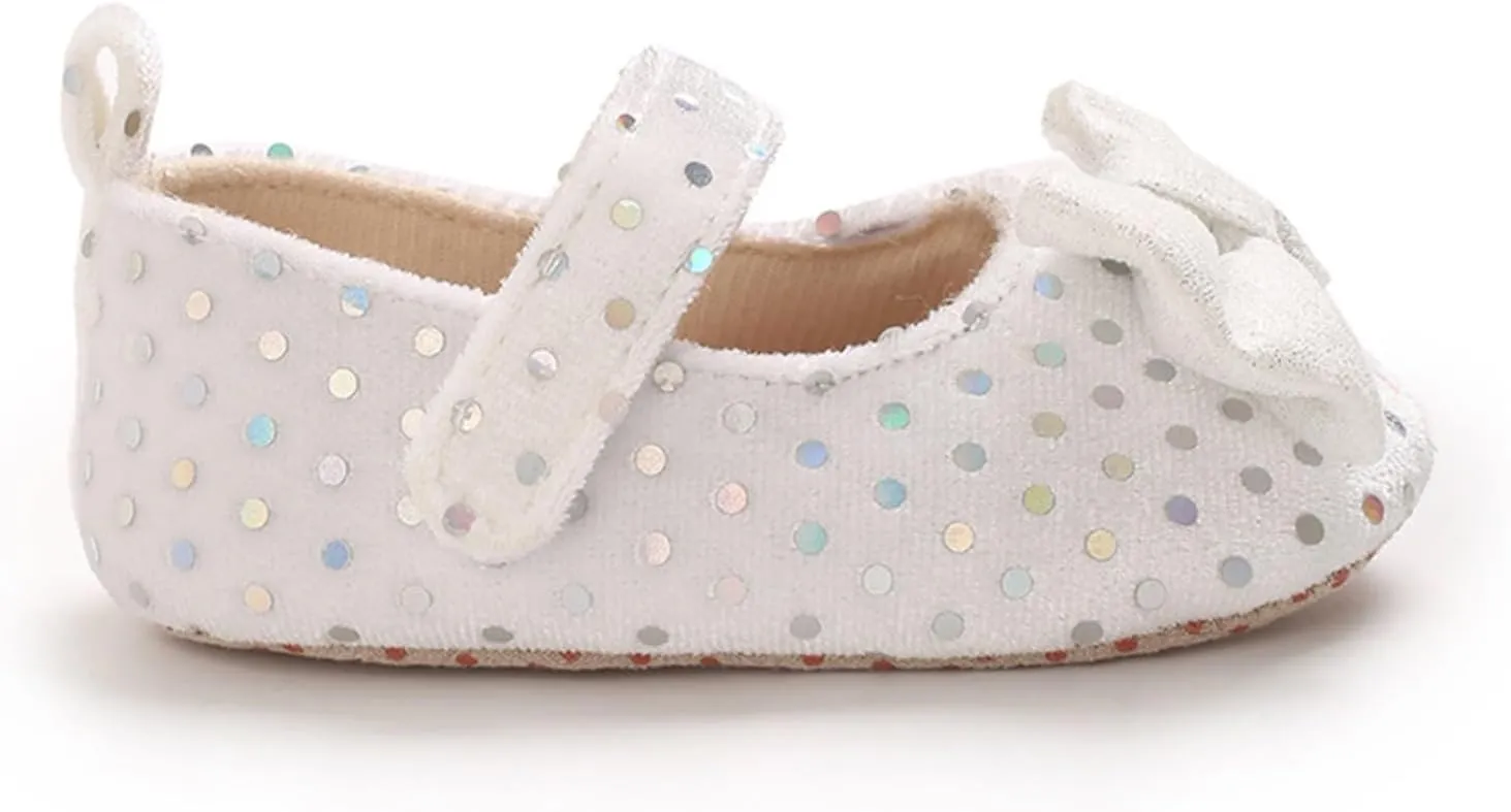 Baby Girls Mary Jane Flat Infant Non Slip First Walking Soft Sole Shoes Wedding Dress Shoes
