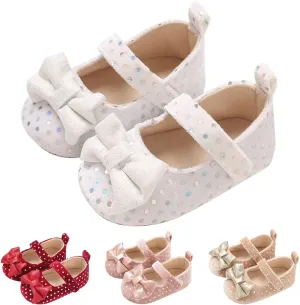 Baby Girls Mary Jane Flat Infant Non Slip First Walking Soft Sole Shoes Wedding Dress Shoes
