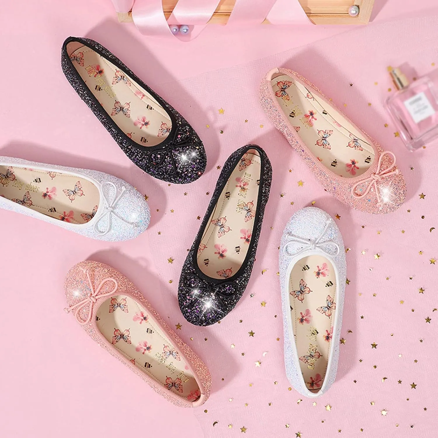 Baby Girls Princess Sparkly Shoes Mary Jane Dresses Shoes Children Dance Shoes Flat Shoes Girls Shoes Toddler Shoes