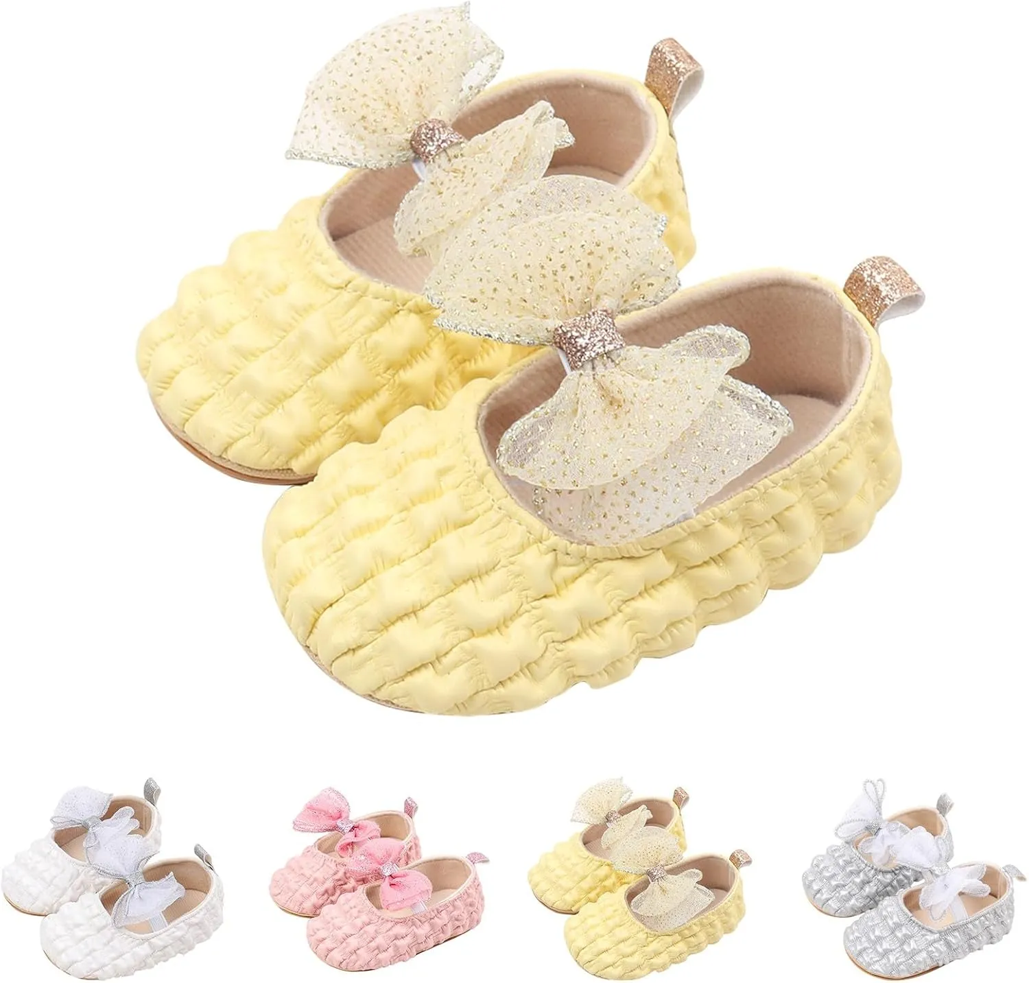 Baby Girls Ruffle Bow Princess Sandals Toddler Infant Girls Tulle Lace Bow Ruched Ruffle Shoes Soft Sole Summer SHoes