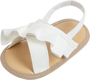 Baby Girls Ruffle Slippers Sandals Summer Casual Baby Toddler Little Girls Princess Solid Color Soft Sole Flats Shoes