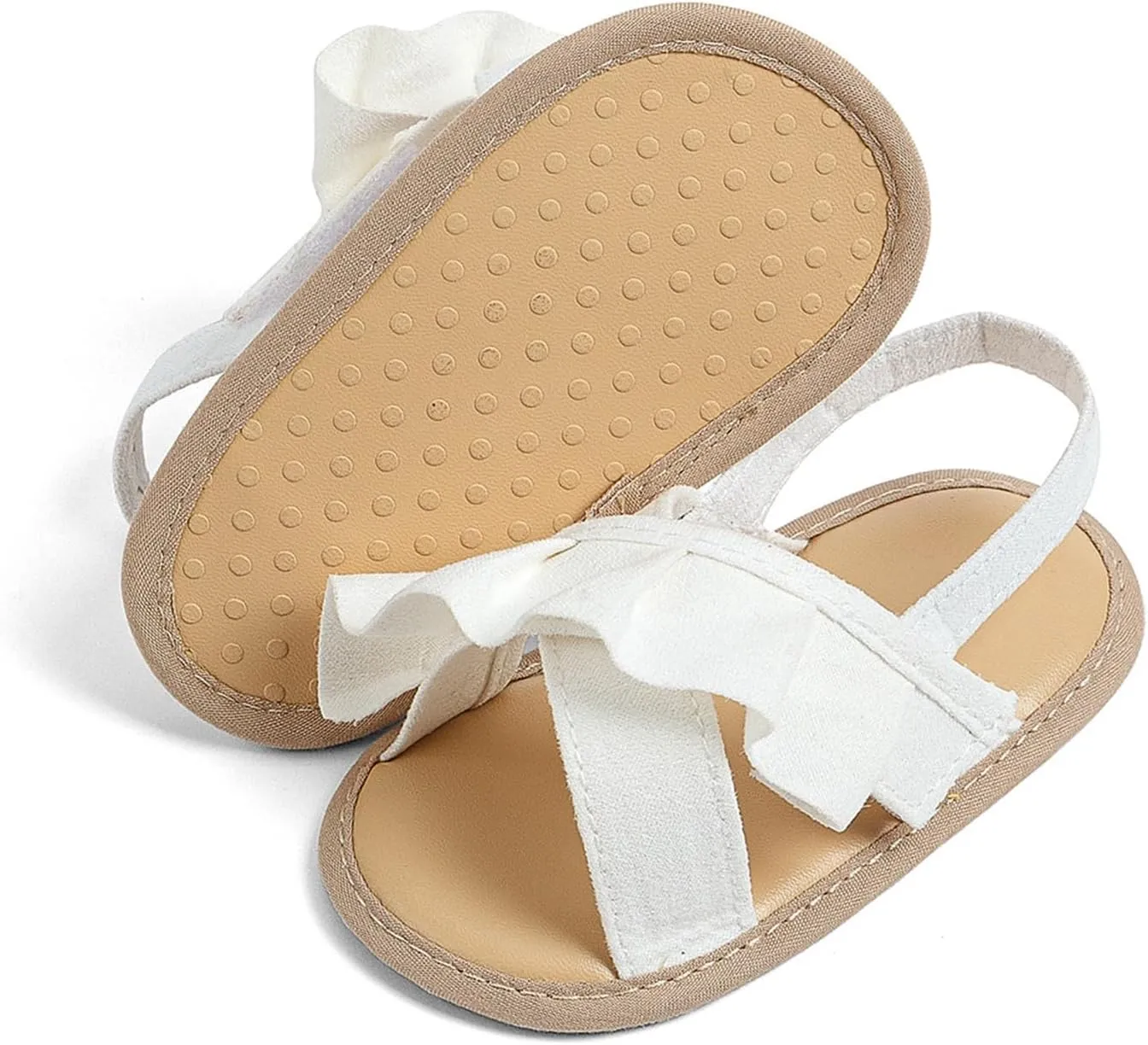 Baby Girls Ruffle Slippers Sandals Summer Casual Baby Toddler Little Girls Princess Solid Color Soft Sole Flats Shoes