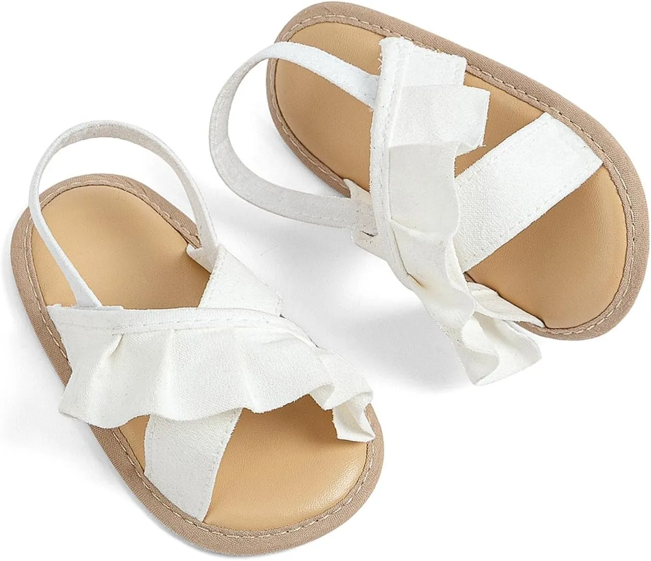 Baby Girls Ruffle Slippers Sandals Summer Casual Baby Toddler Little Girls Princess Solid Color Soft Sole Flats Shoes