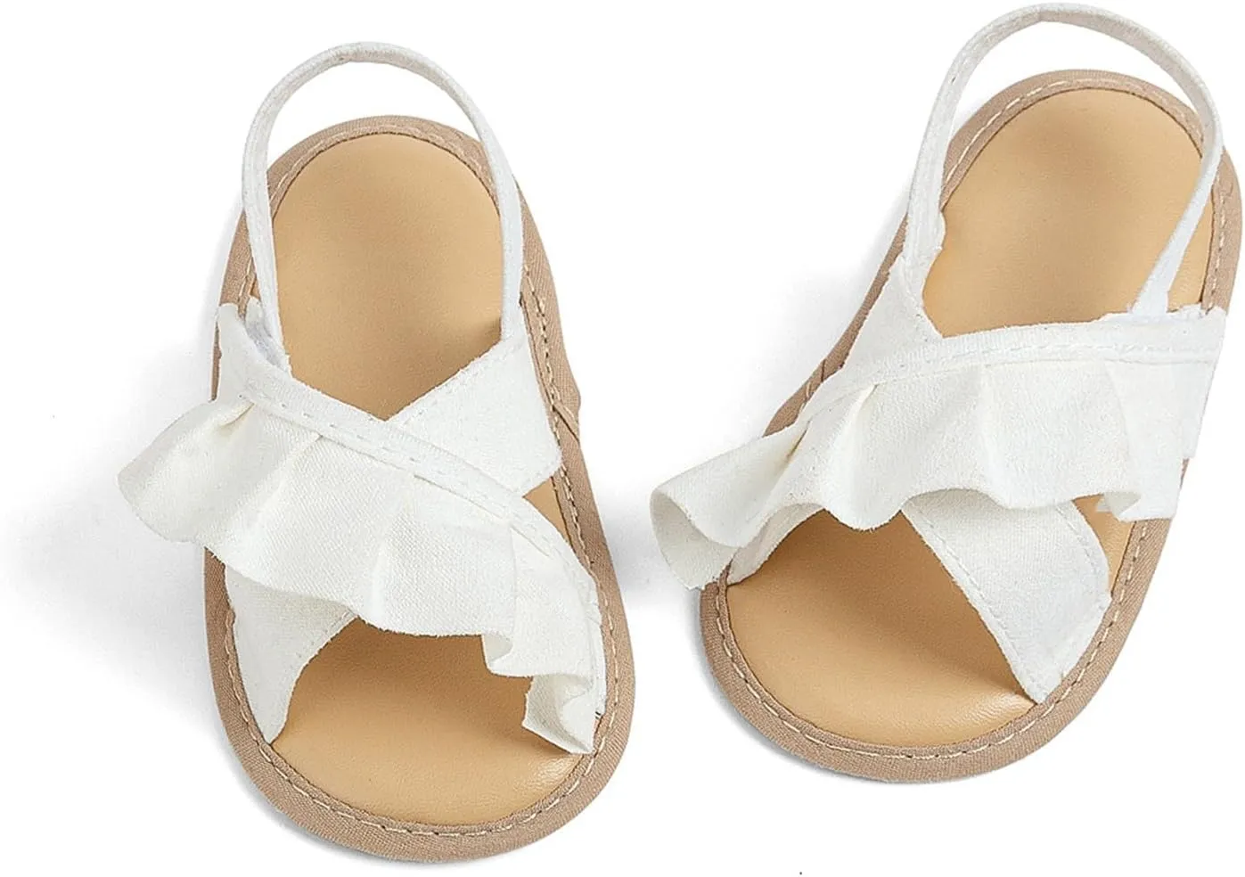 Baby Girls Ruffle Slippers Sandals Summer Casual Baby Toddler Little Girls Princess Solid Color Soft Sole Flats Shoes