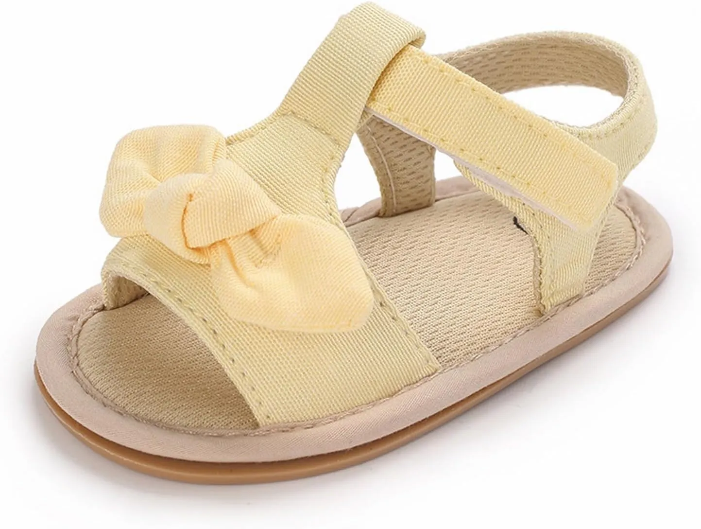 Baby Girls Sandals Ruffle Bowknot Premium Soft Sole Anti Slip Open Toe Breathable Summer Outdoor Toddler