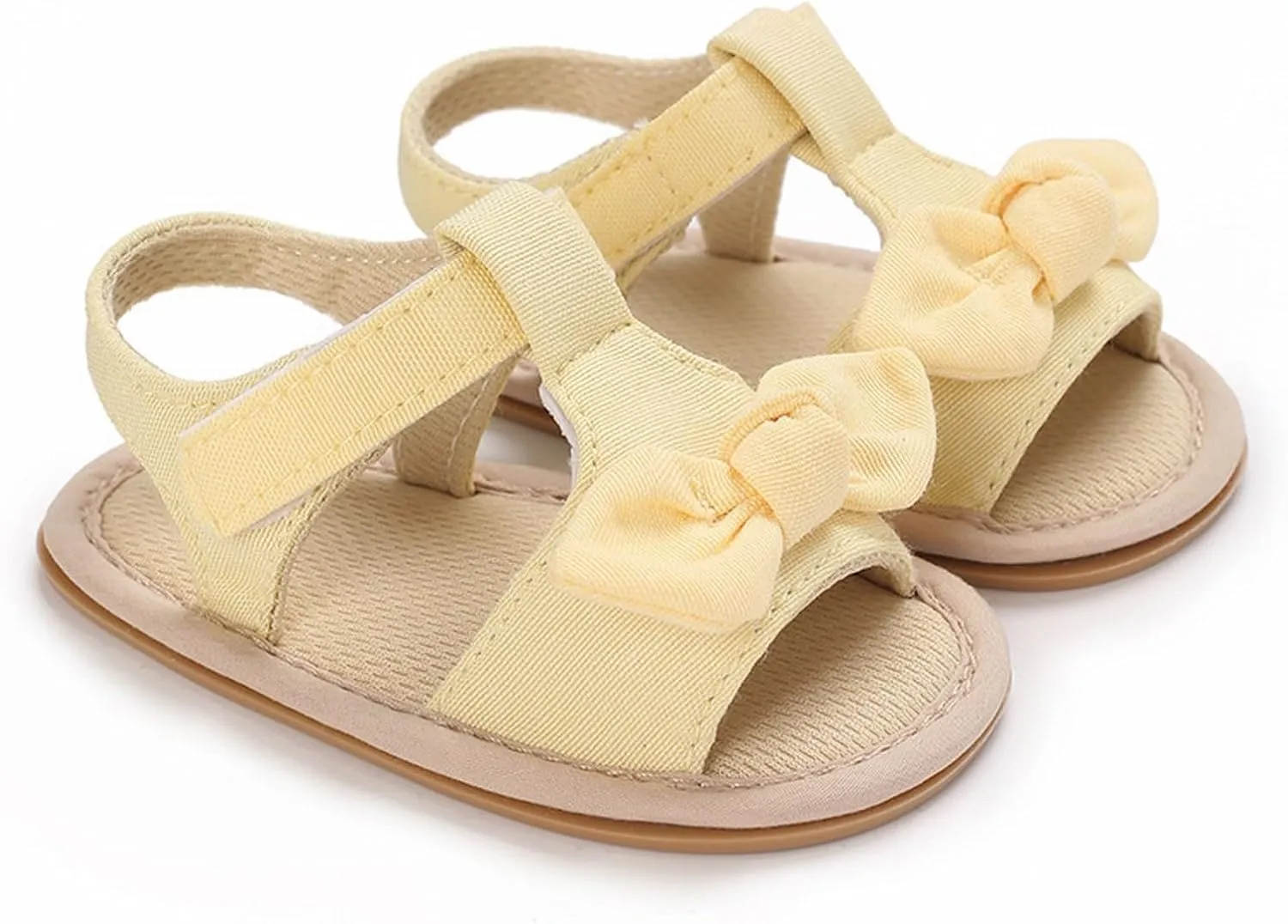 Baby Girls Sandals Ruffle Bowknot Premium Soft Sole Anti Slip Open Toe Breathable Summer Outdoor Toddler