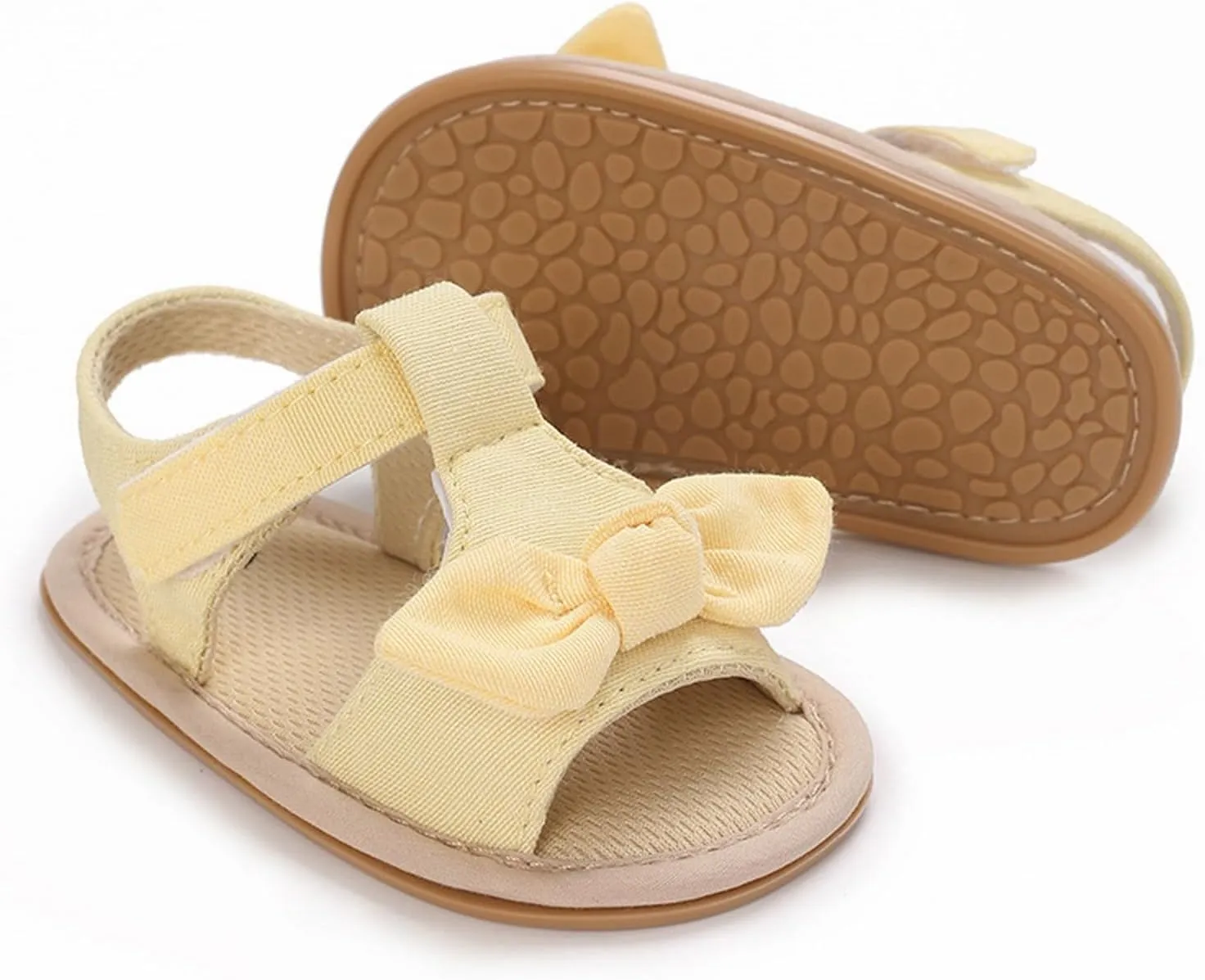 Baby Girls Sandals Ruffle Bowknot Premium Soft Sole Anti Slip Open Toe Breathable Summer Outdoor Toddler