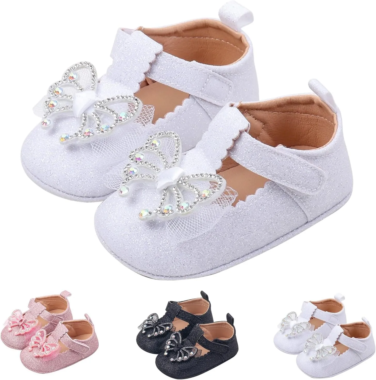 Baby Girls Summer Bow Leather Solid Color Sandals Toddler Infant Butterflies Pearl Shinny Hollow Casual Soft Sole Shoes
