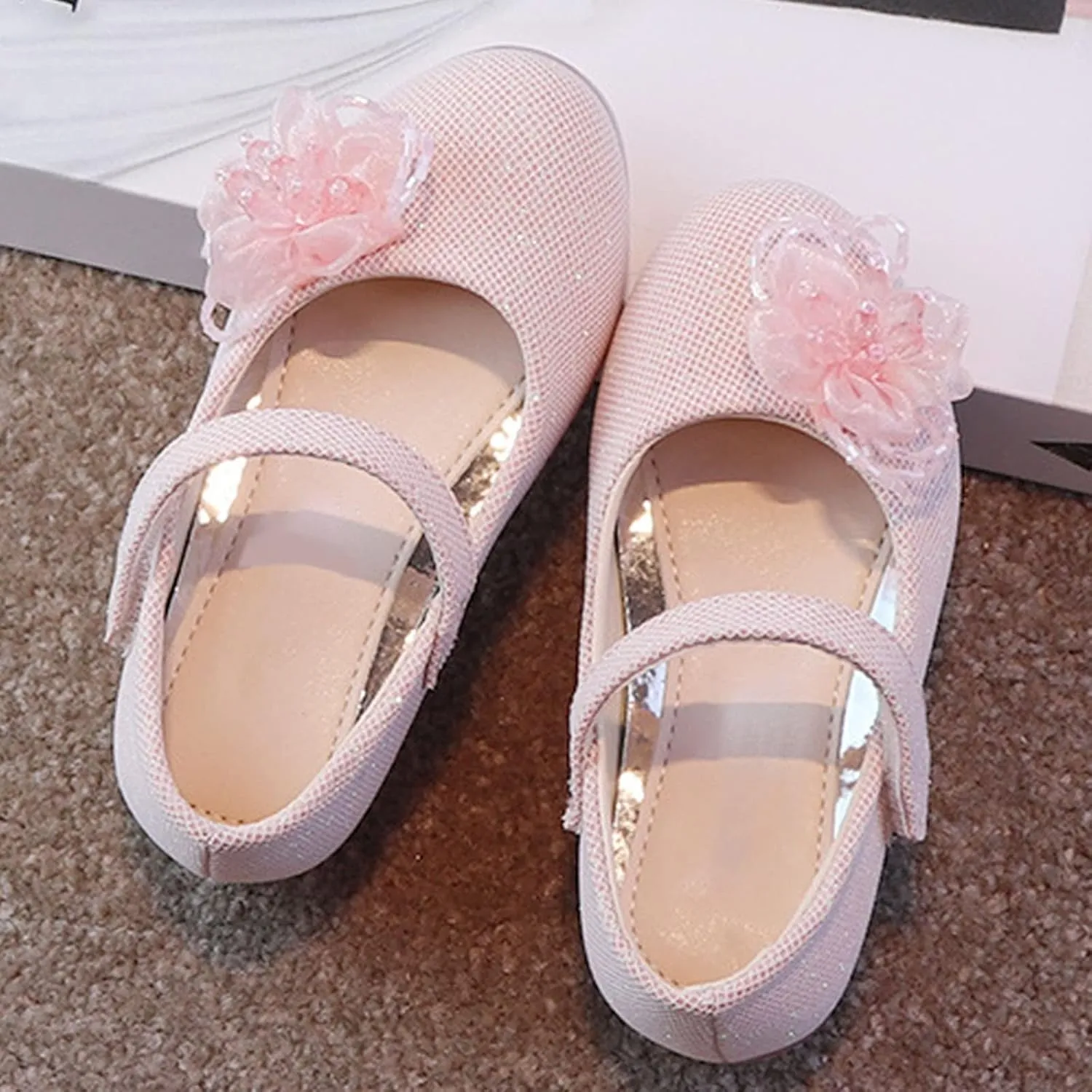 Baby Girls Sweet Flower Shoes Soft Soled Single Shoes Wedding Party Princess Shoes Dance Shoes Toddler Shoes