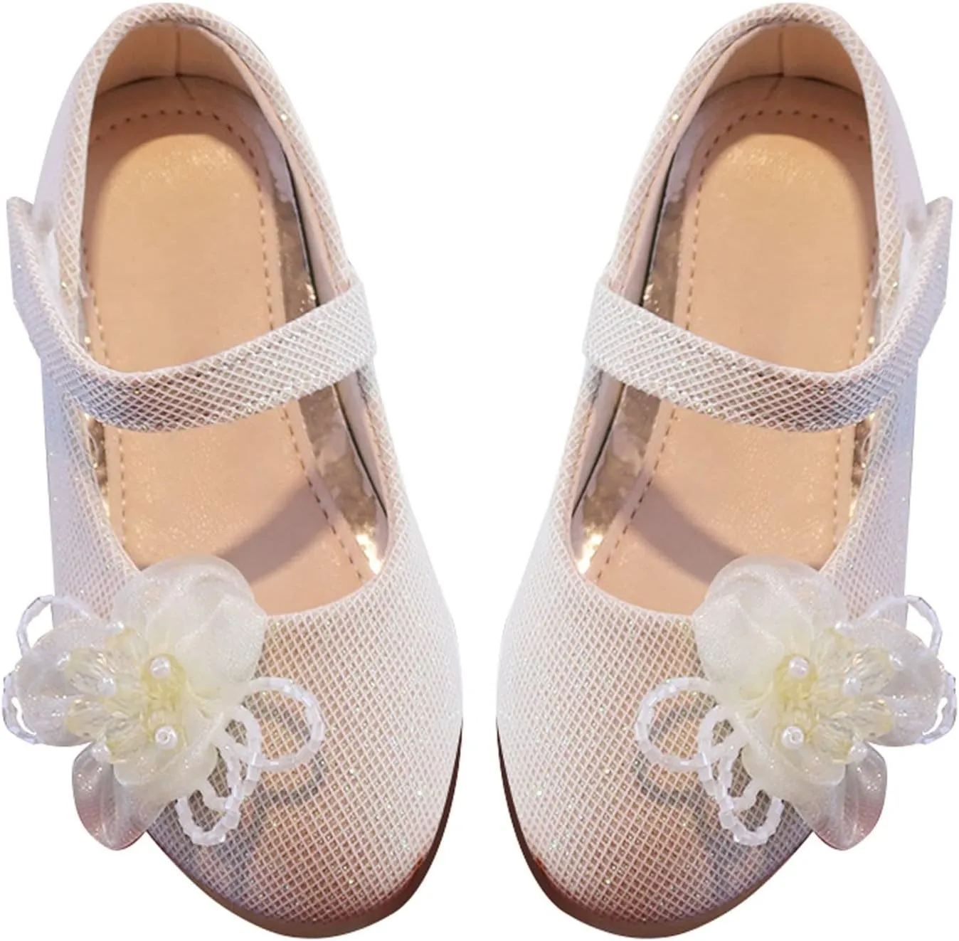 Baby Girls Sweet Flower Shoes Soft Soled Single Shoes Wedding Party Princess Shoes Dance Shoes Toddler Shoes