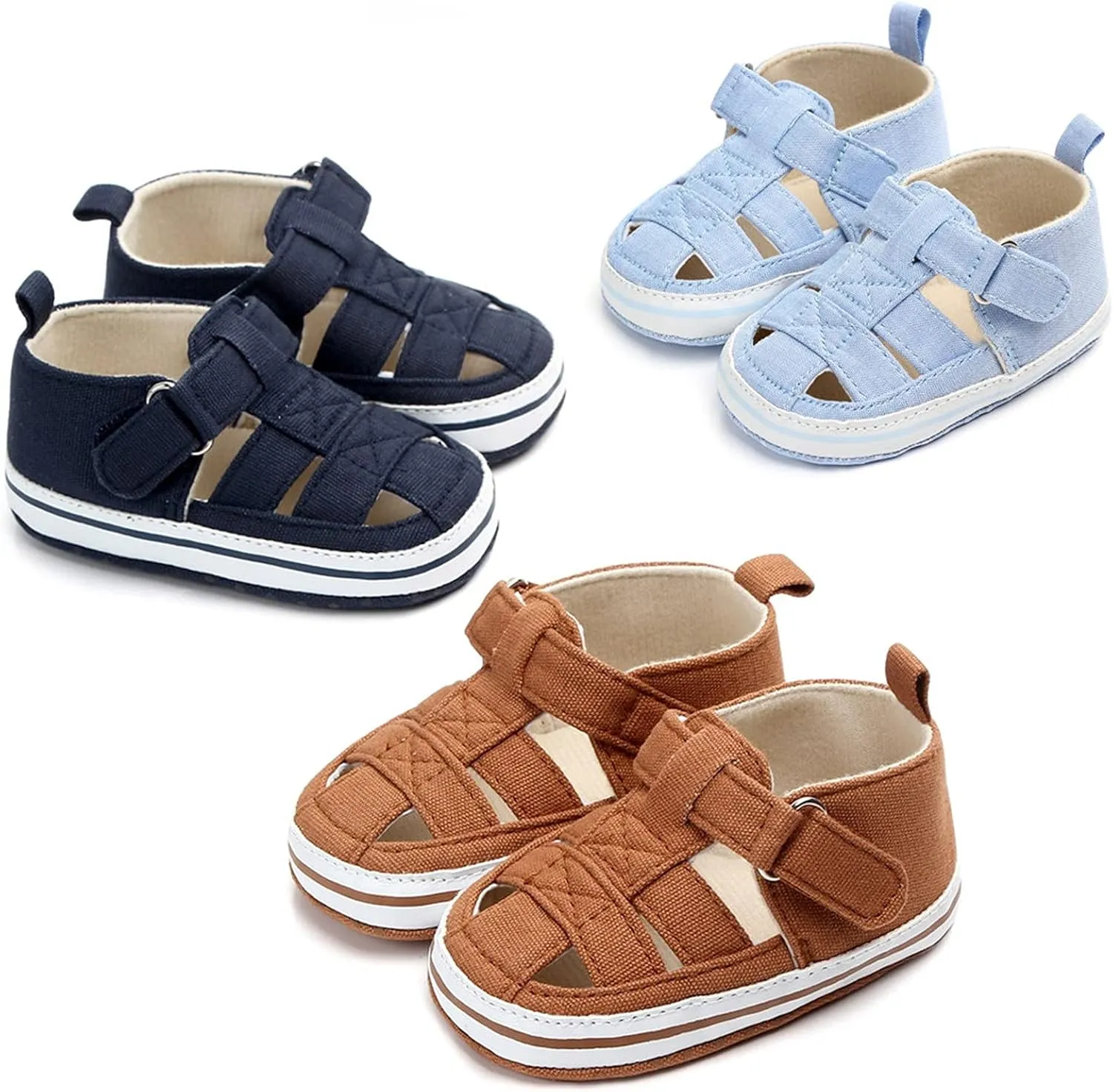 Baby Infant Boy Girl Sandals Newborn Closed Toe Non-Slip Soft Rubber Sole Sandals Lightweight Toddler Unisex Shoes