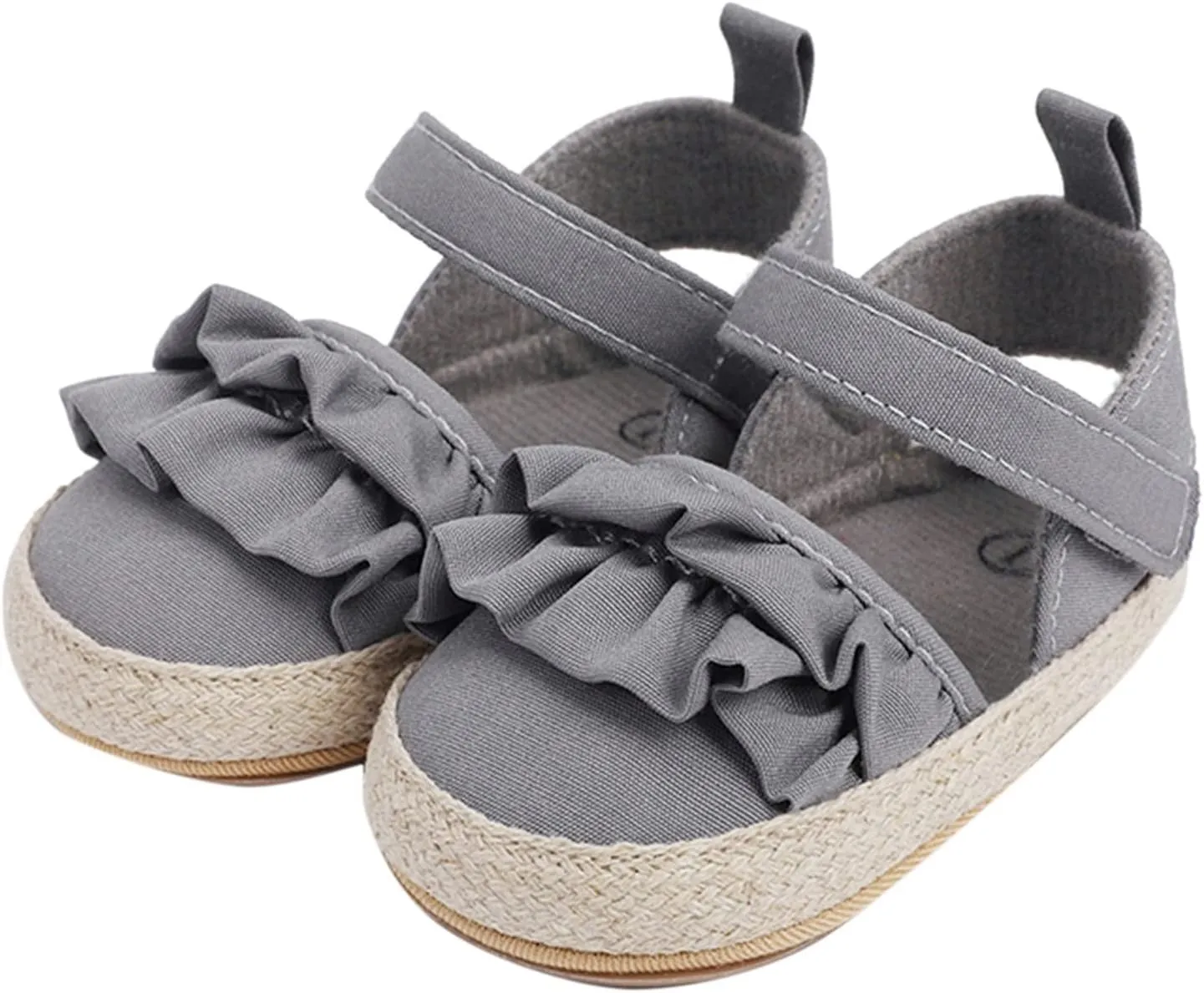 Baby Infant Boy Girl Sandals Shoes First Walkers Prewalkers Ruffles Non-Slip Soft Sole Prewalker (Grey, 11 Infant)