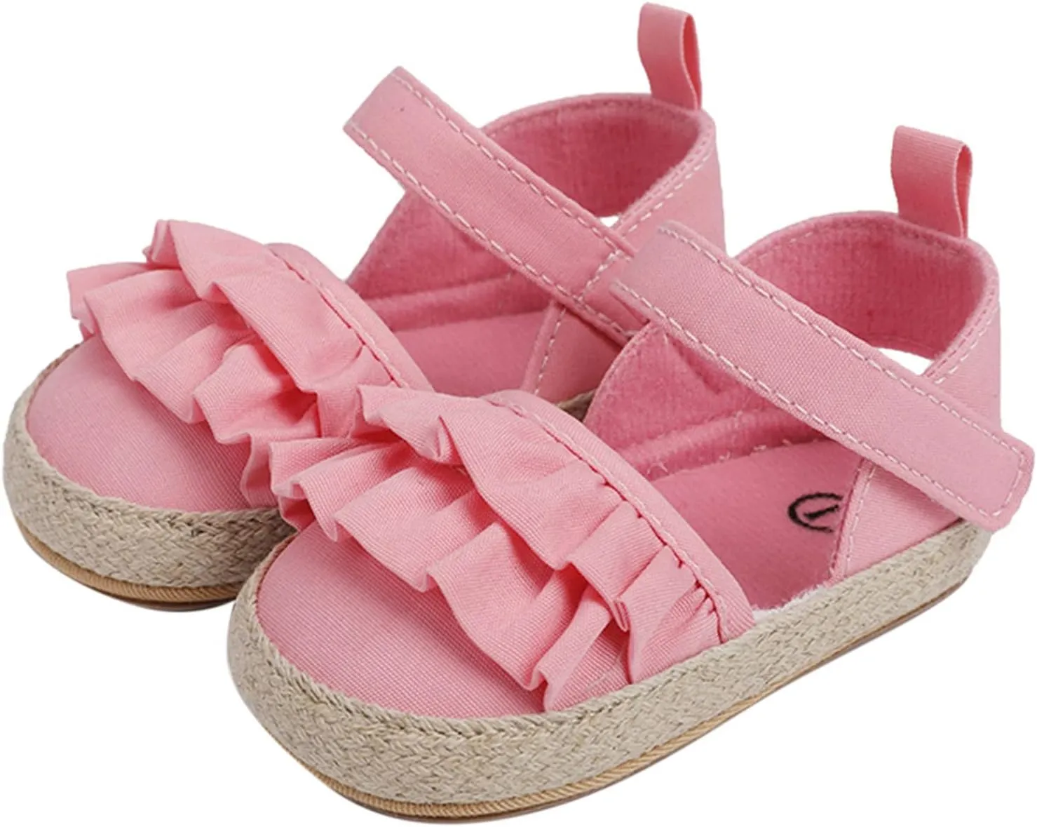 Baby Infant Boy Girl Sandals Shoes First Walkers Prewalkers Ruffles Non-Slip Soft Sole Prewalker (Pink, 11 Infant)