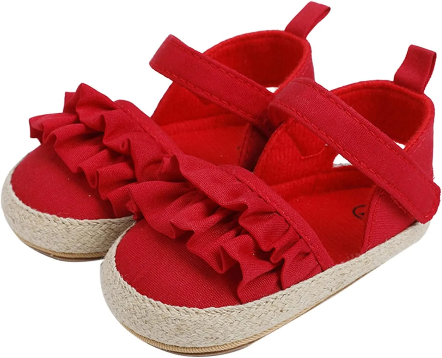 Baby Infant Boy Girl Sandals Shoes First Walkers Prewalkers Ruffles Non-Slip Soft Sole Prewalker (Red, 11 Infant)