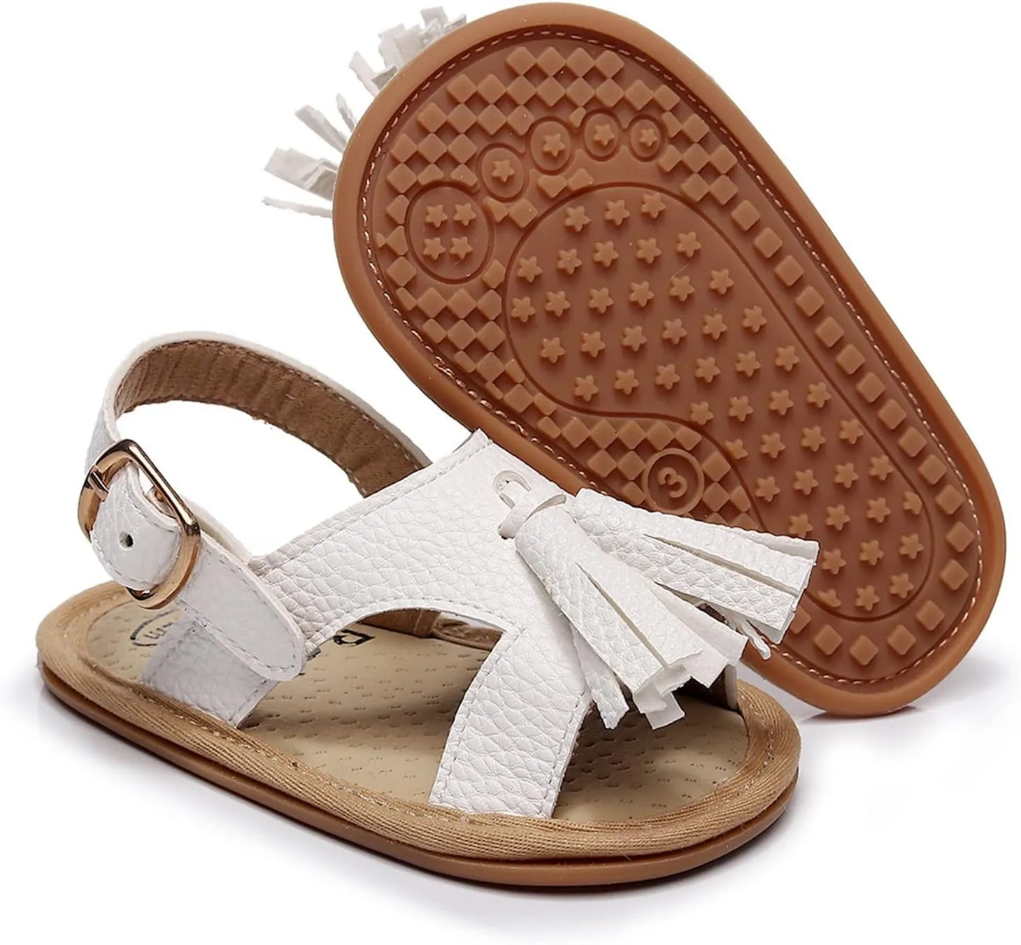 Baby Infant Boys Girls Tassels Sandals Non Slip Ankle Strap Soft Sole Outdoor Beach Shoes for Toddler Kids Unisex