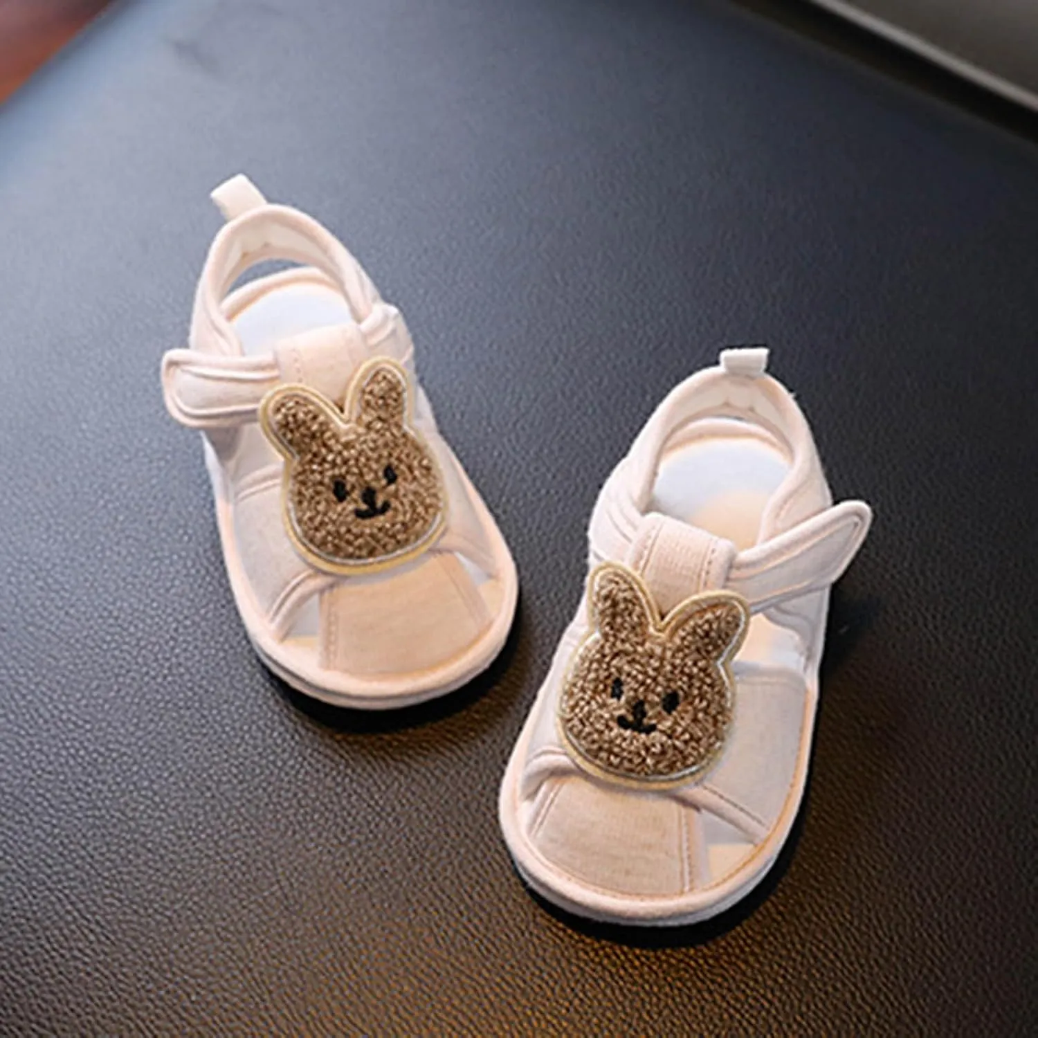 Baby Infant Canvas Flat Sandals Cute Soft Open Toe Barefoot Wide Shoes Newborn Summer Adjusted Strap Lightweight Shoes