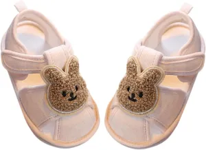 Baby Infant Canvas Flat Sandals Cute Soft Open Toe Barefoot Wide Shoes Newborn Summer Adjusted Strap Lightweight Shoes