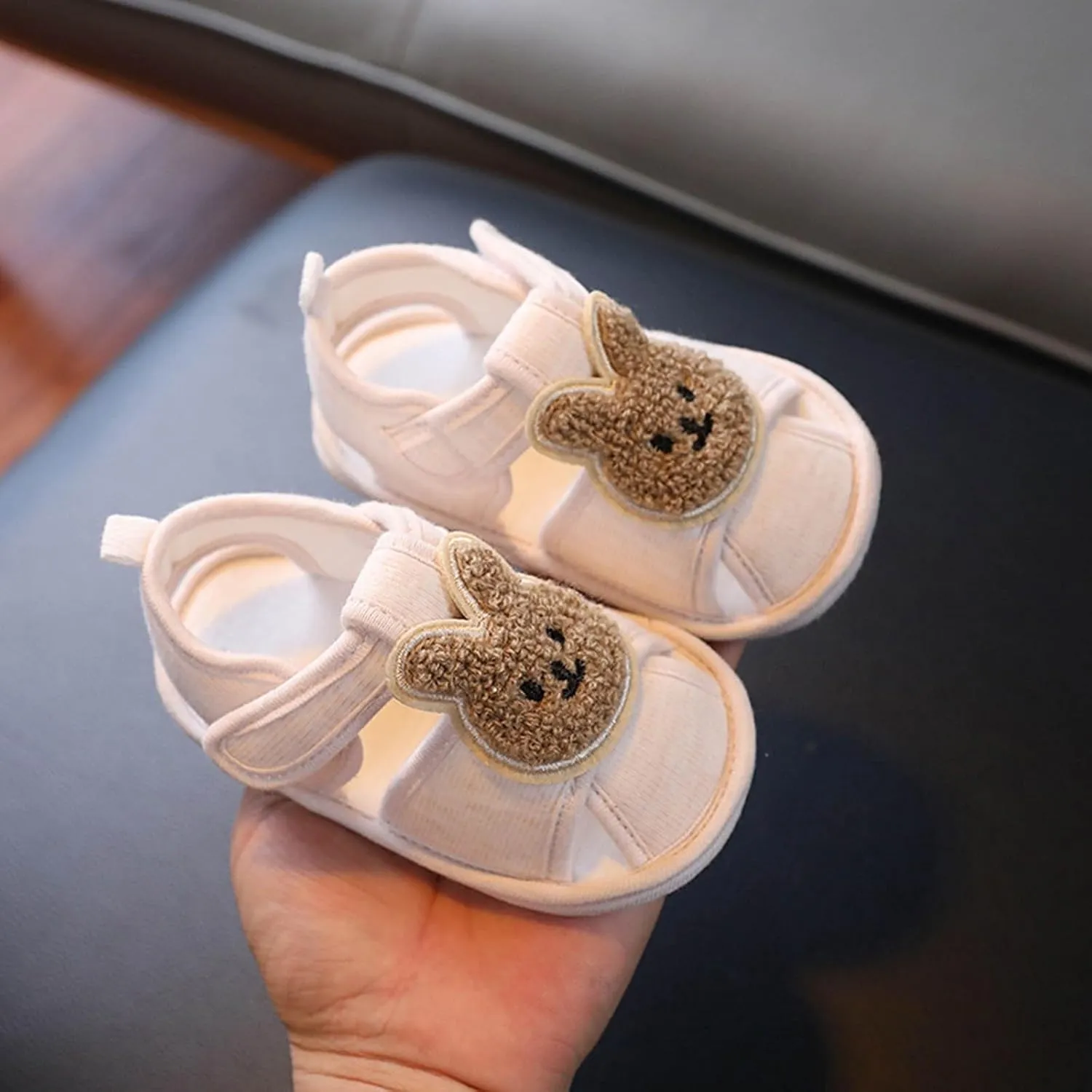 Baby Infant Canvas Flat Sandals Cute Soft Open Toe Barefoot Wide Shoes Newborn Summer Adjusted Strap Lightweight Shoes