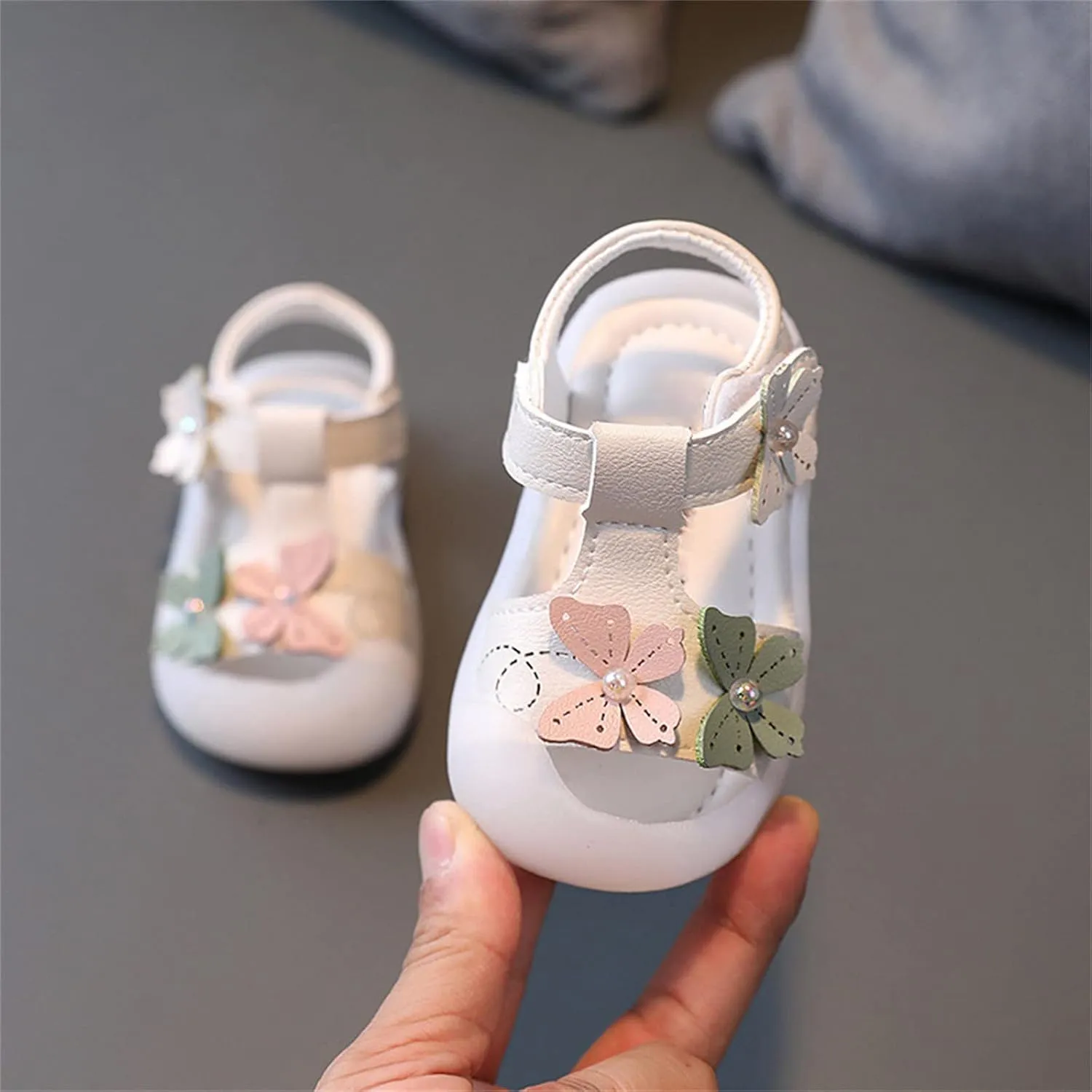 Baby Infant Foam Bow Pearl Sandals Newborn Toddler Boys Girls Open Toe Soft Sole Slip On Summer Shoes Casual Walking