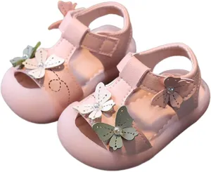 Baby Infant Foam Bow Pearl Sandals Newborn Toddler Boys Girls Open Toe Soft Sole Slip On Summer Shoes Casual Walking