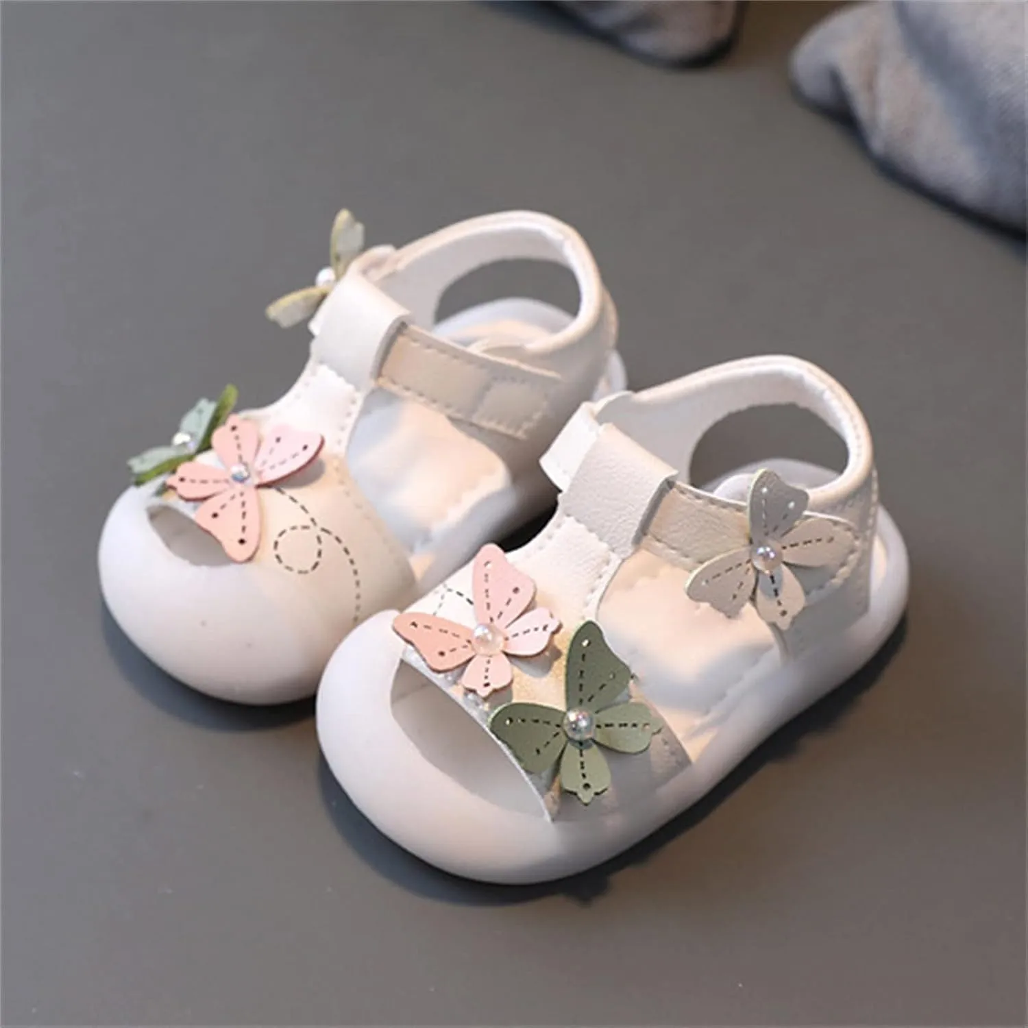 Baby Infant Foam Bow Pearl Sandals Newborn Toddler Boys Girls Open Toe Soft Sole Slip On Summer Shoes Casual Walking