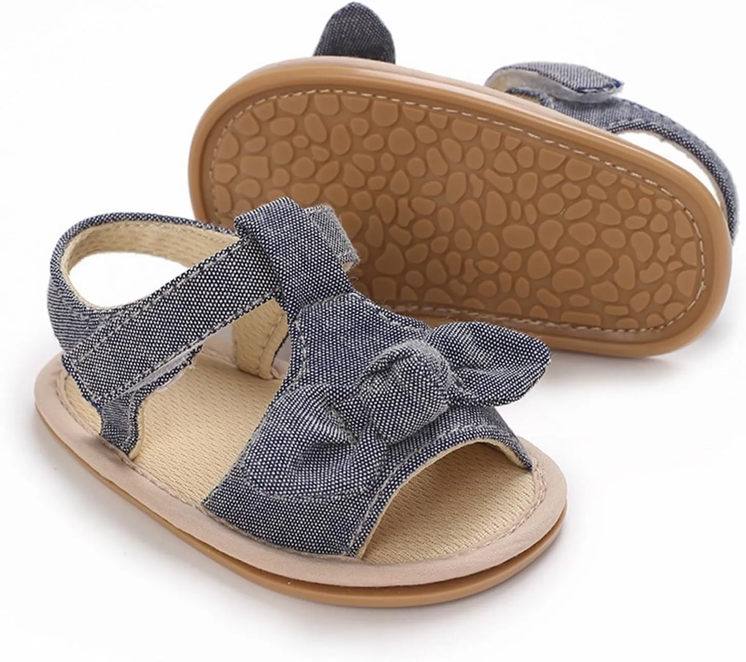 Baby Infant Newborn Girls Casual Flat Sandal Open toe Bow First Walking Ankle Anti-Slip Flip Flop Shoes