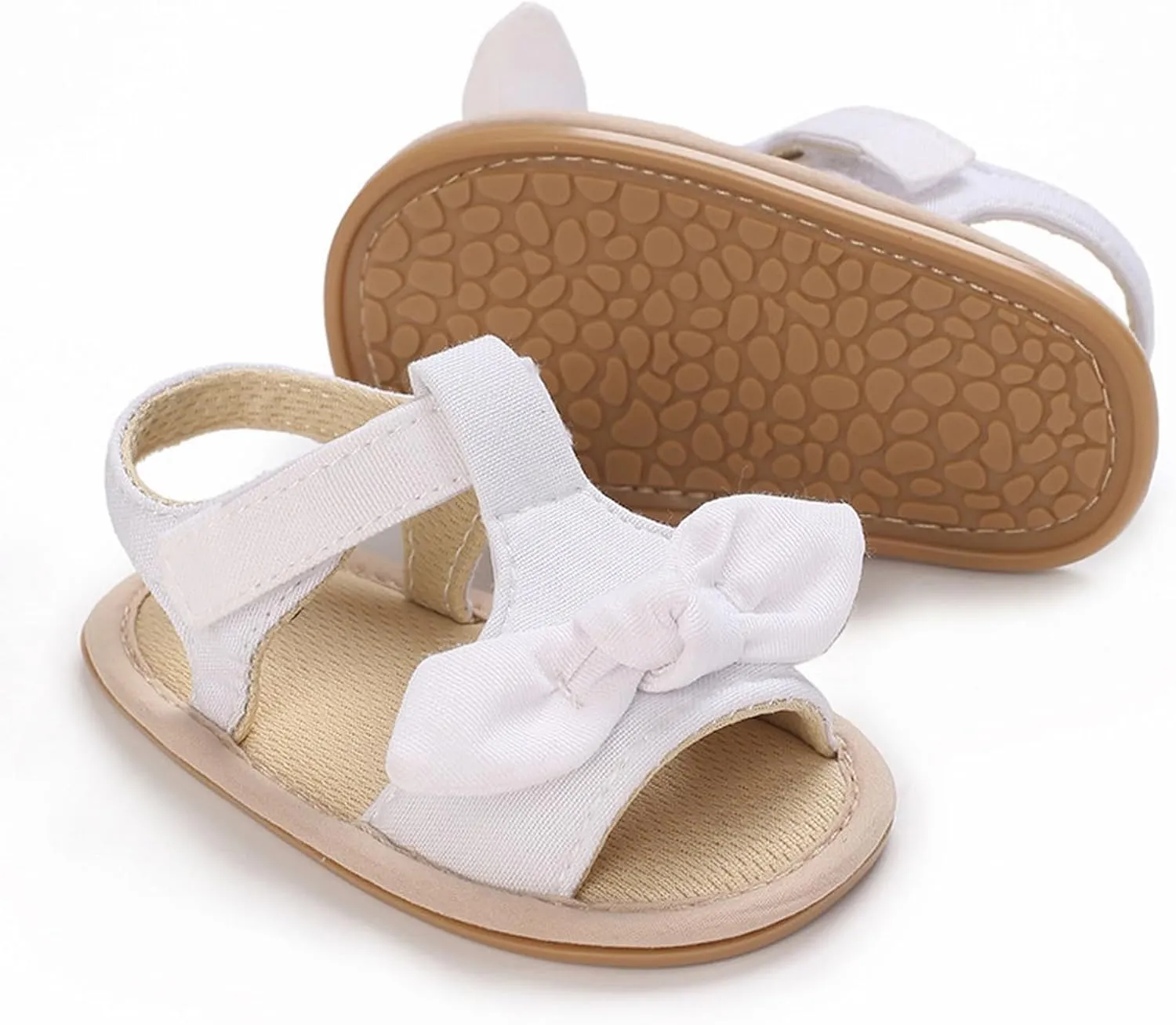 Baby Infant Newborn Girls Casual Flat Sandal Open toe Bow First Walking Ankle Anti-Slip Flip Flop Shoes