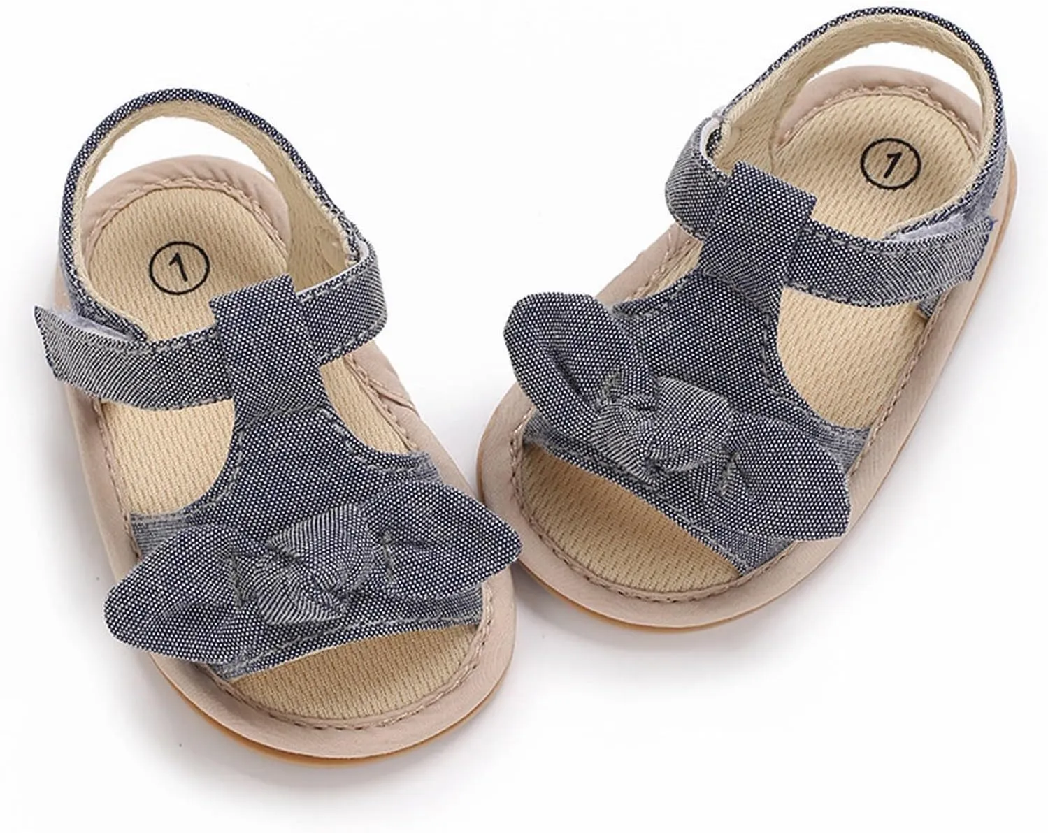 Baby Infant Newborn Girls Casual Flat Sandal Open toe Bow First Walking Ankle Anti-Slip Flip Flop Shoes